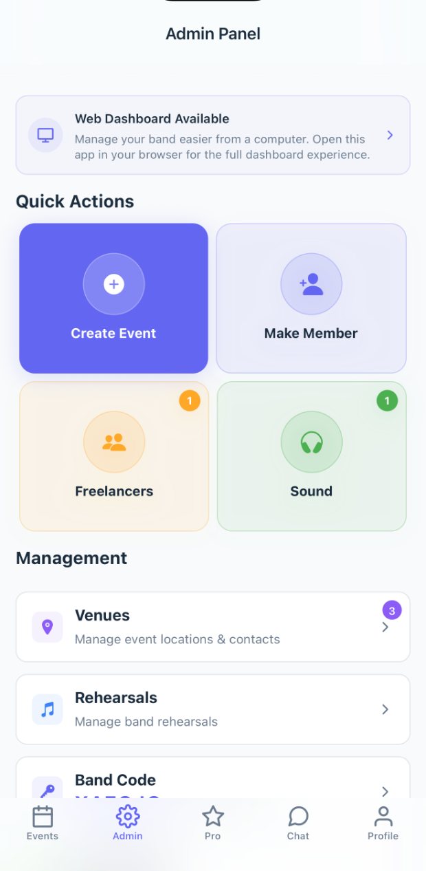 MyGigFlow admin panel screen