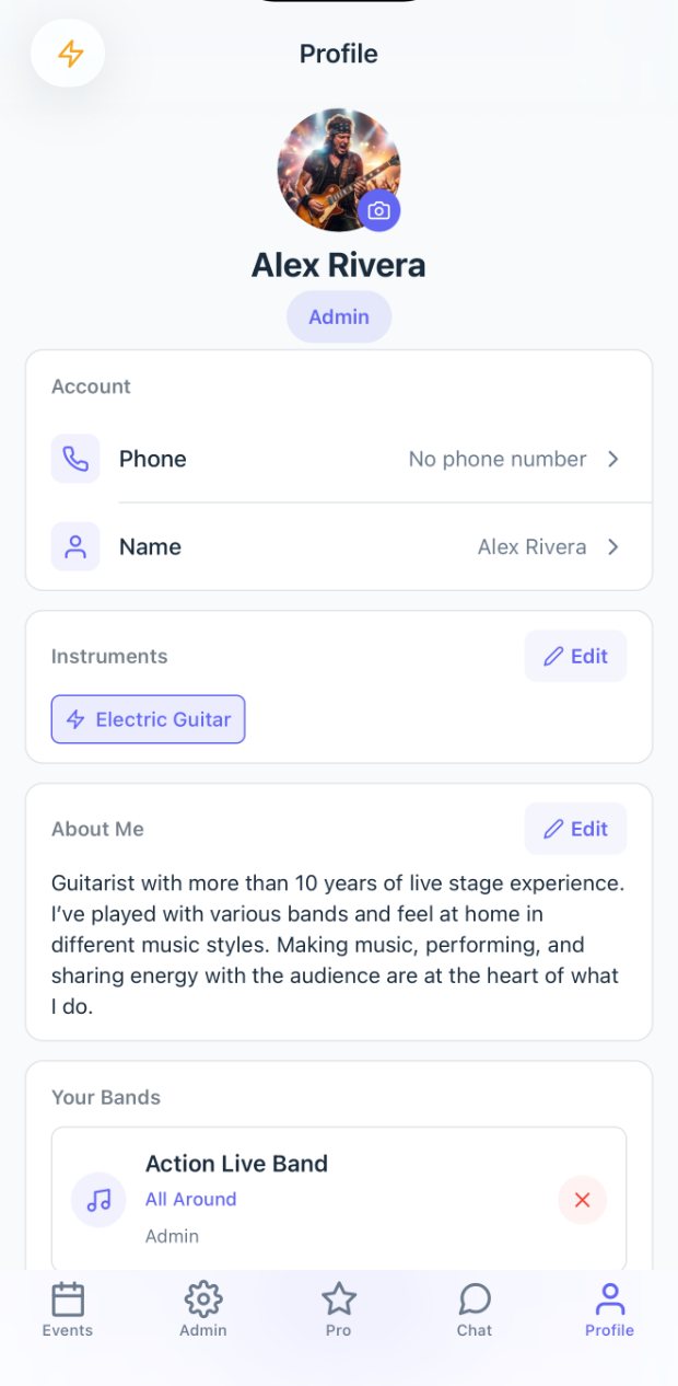 MyGigFlow profile screen