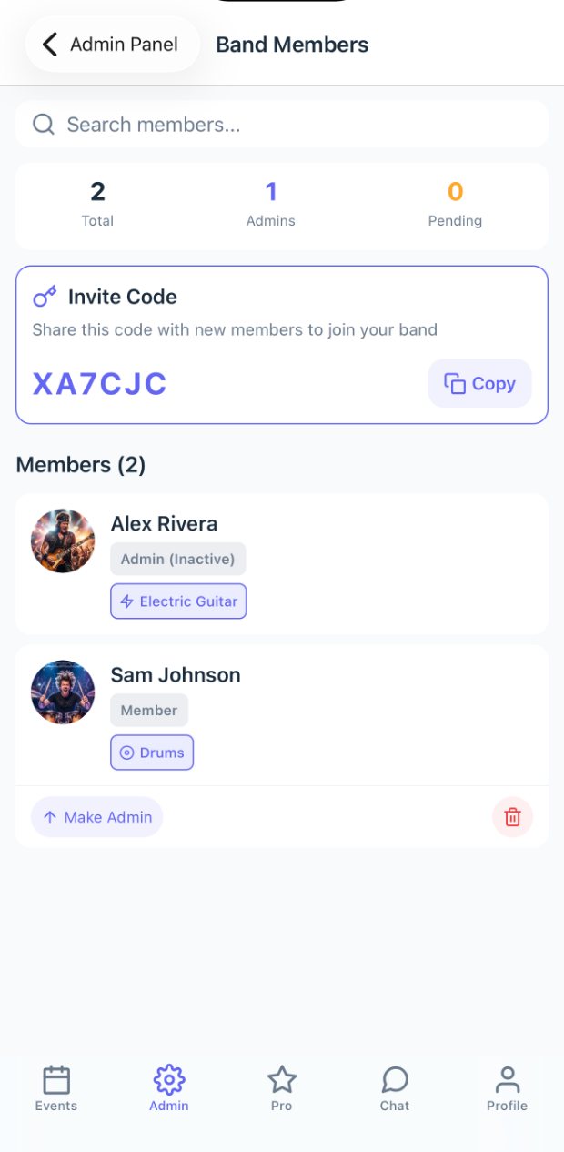 MyGigFlow band members screen